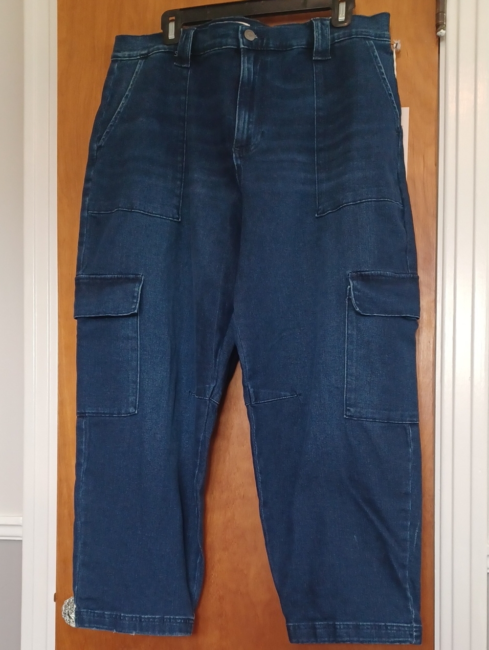 Sofia Cargo Barrel Jean High-rise Ankle Sz.16.  Dark Wash.L.26.5". R.12.W.36.NWT